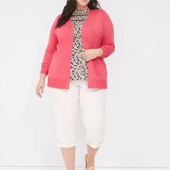 Lane Bryant Super Soft Pink Lightweight Cardigan Sweater Plus Size 22/24 3X new! - Picture 7 of 8